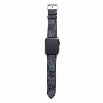 Bracelet de montre Apple Watch classique en cuir et toile à damier avec monogramme