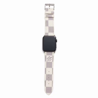 Bracelet de montre Apple Watch classique en cuir et toile à damier avec monogramme