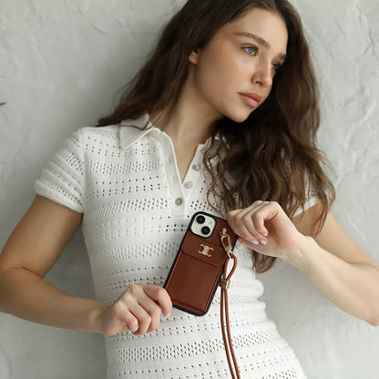 CLASSIC CELINE IPHONE CASE SINGLE CROSSBODY BROWN