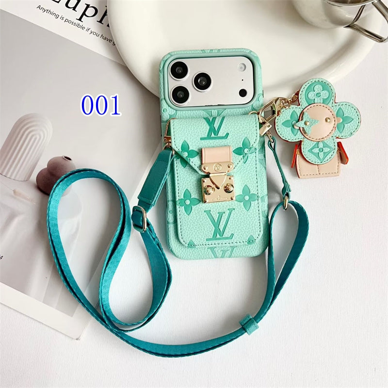 Luxury Monogram Crossbody iPhone Case with Detachable Wallet 13-18 Pro & Pro Max