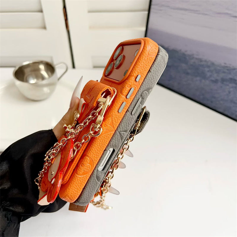 Luxury Monogram Crossbody iPhone Case with Detachable Wallet 13-18 Pro & Pro Max