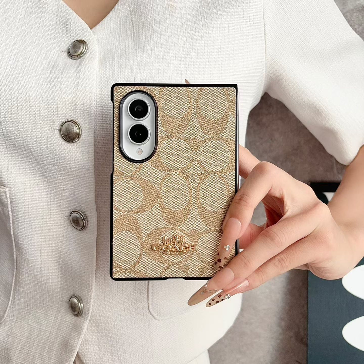 Luxury Coach Monogram Canvas Case for Samsung Galaxy Z Fold 3-8 Ultra