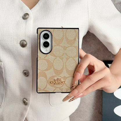 Luxury Coach Monogram Canvas Case for Samsung Galaxy Z Fold 3-8 Ultra