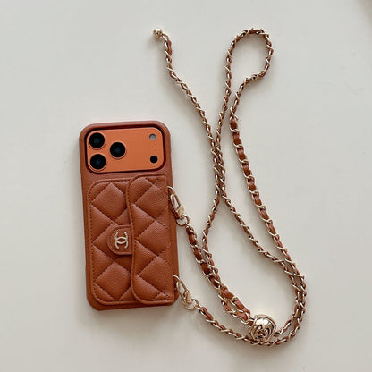 Chanel Genuine Leather Wallet Leather Crossbody Bag Apple iPhone Case