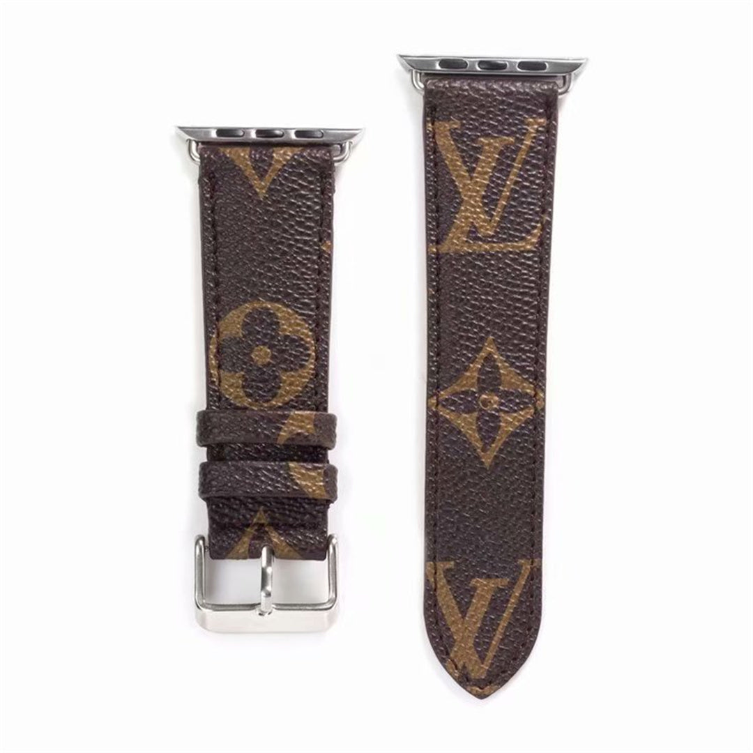 Bracelet de montre Apple Watch classique en cuir et toile à damier avec monogramme