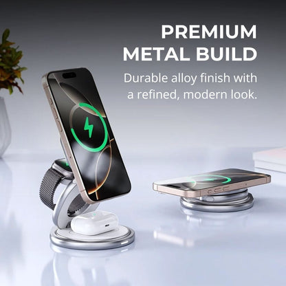 3-in-1 Foldable 25W Qi2 Magnetic Wireless Charging Station