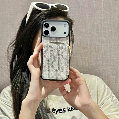 Luxury Inspired Phone Case with Card Holder For iPhone 12-17