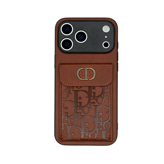 DR Oblique Flap Pocket Leather Case - Saddle Brown