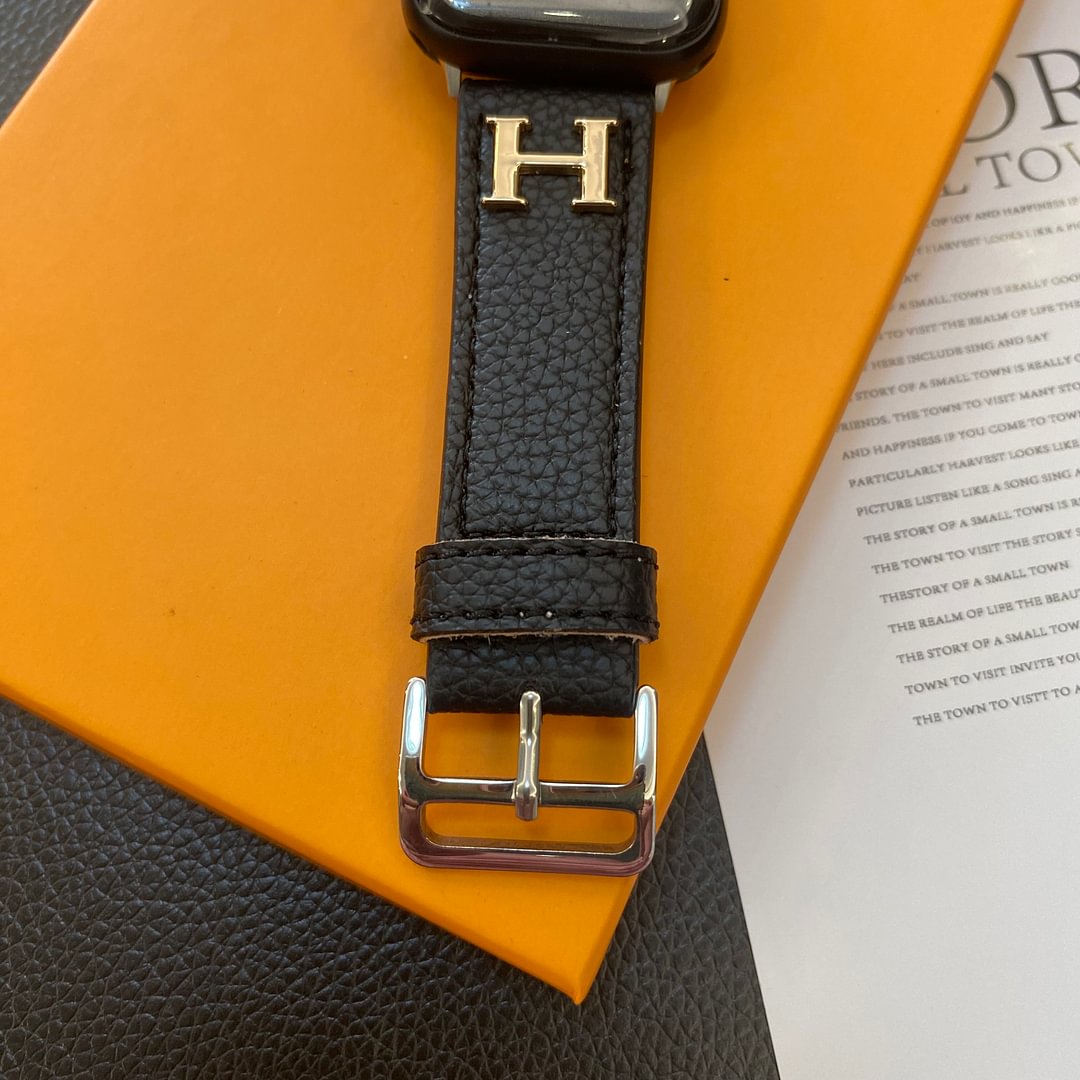 Genuine Lychee Pattern Leather Apple Watch Strap