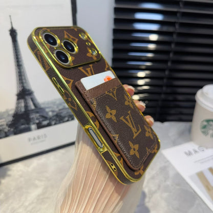 Lv Luxury Phone Case With Card Holder For iPhone 17/ 16 / 15 / 14