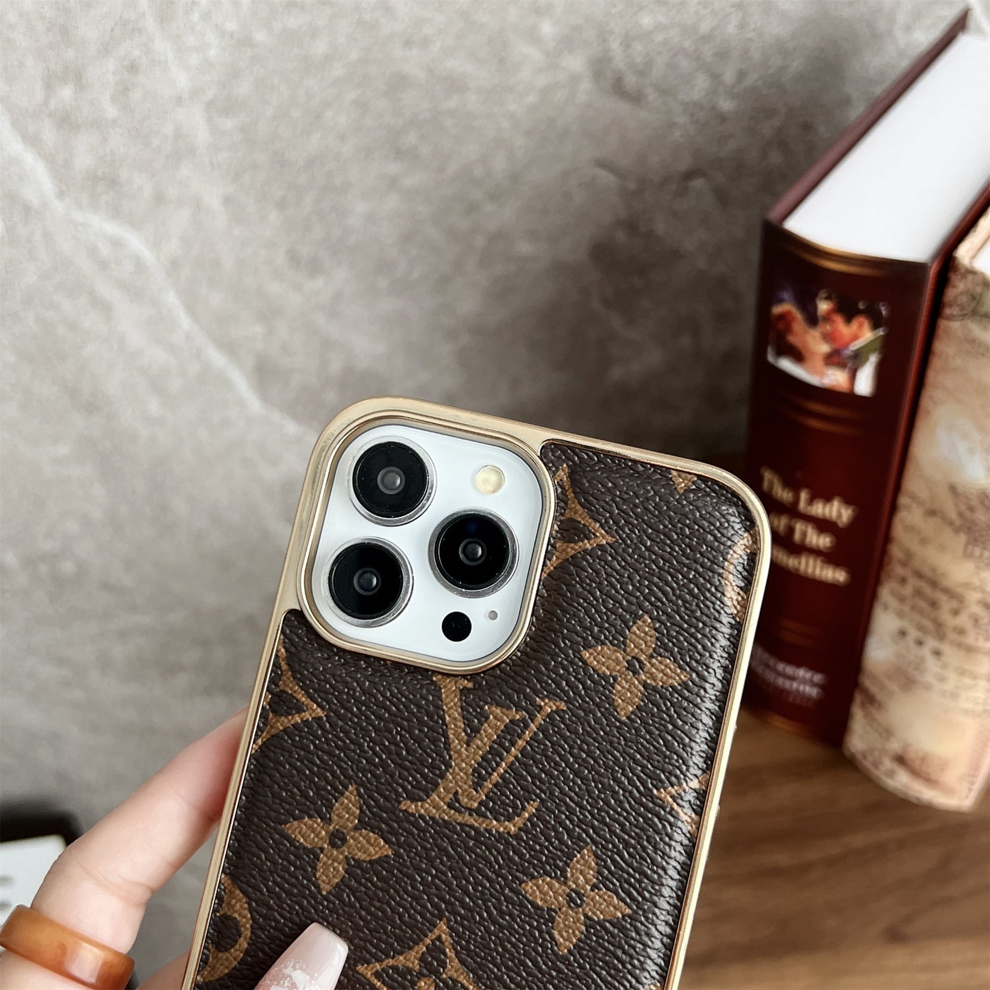 Circle Canvas Leather Premium Electroplating Apple iPhone Case