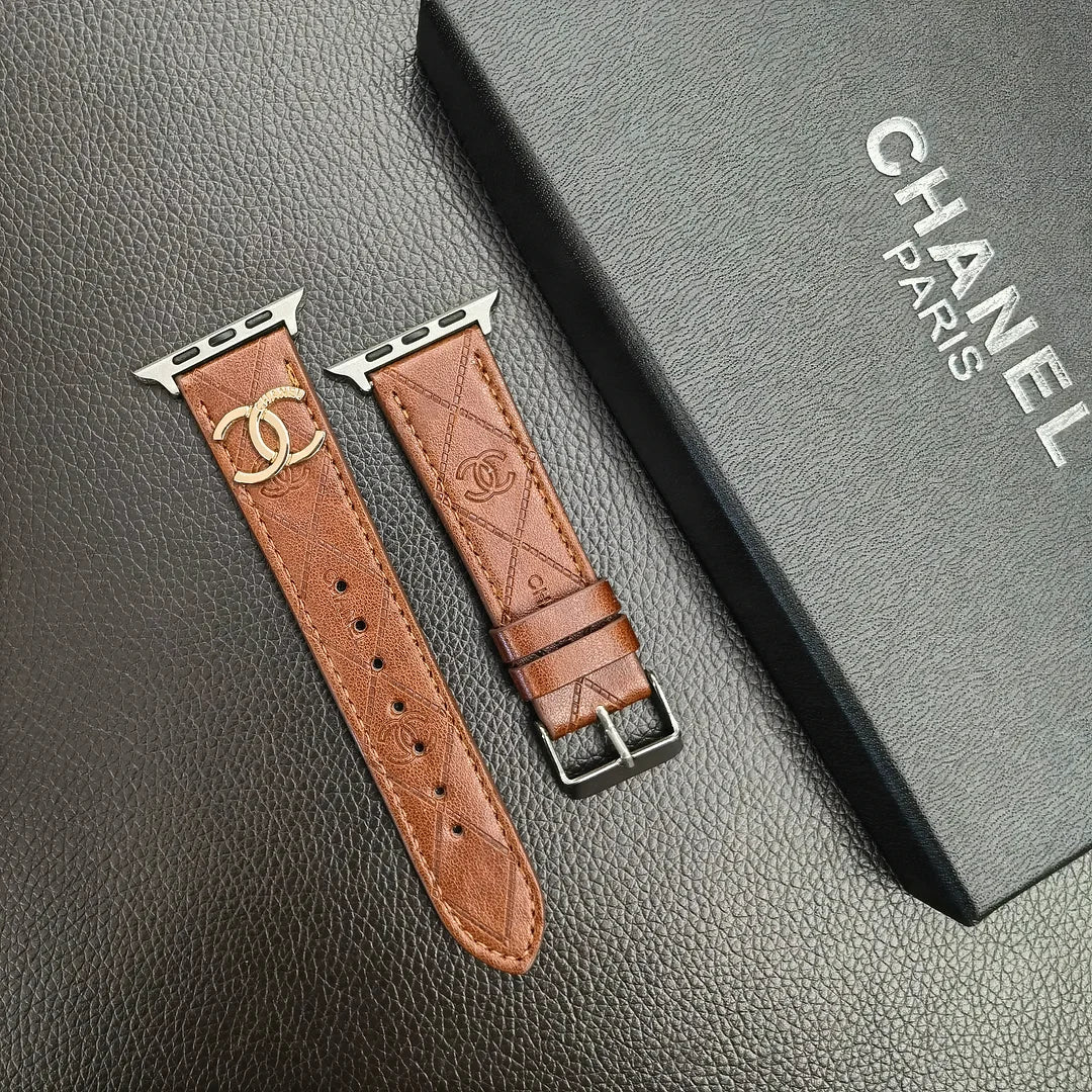 Gold Monogram 3D Embossed Leather Apple Watch Strap