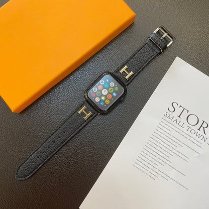 Genuine Lychee Pattern Leather Apple Watch Strap