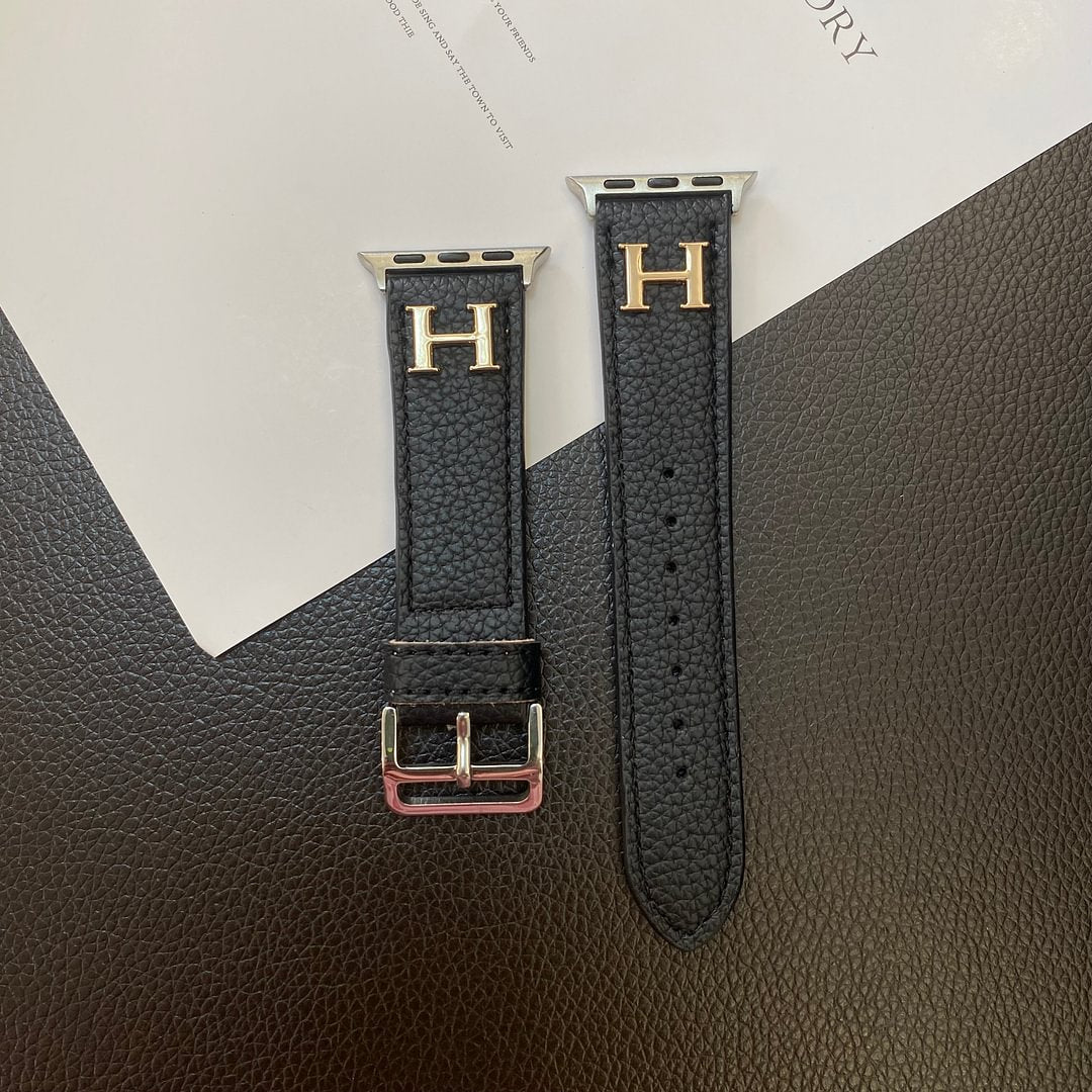 Genuine Lychee Pattern Leather Apple Watch Strap