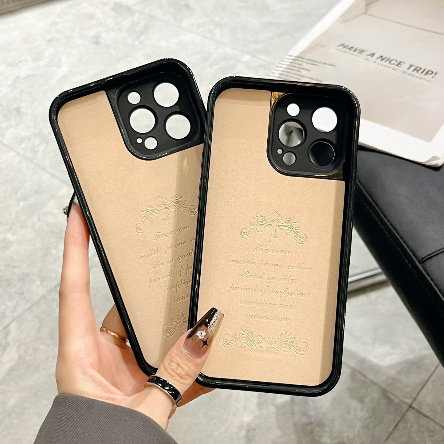 3D Embossed Leather Case For iPhone 16 / 15 /14