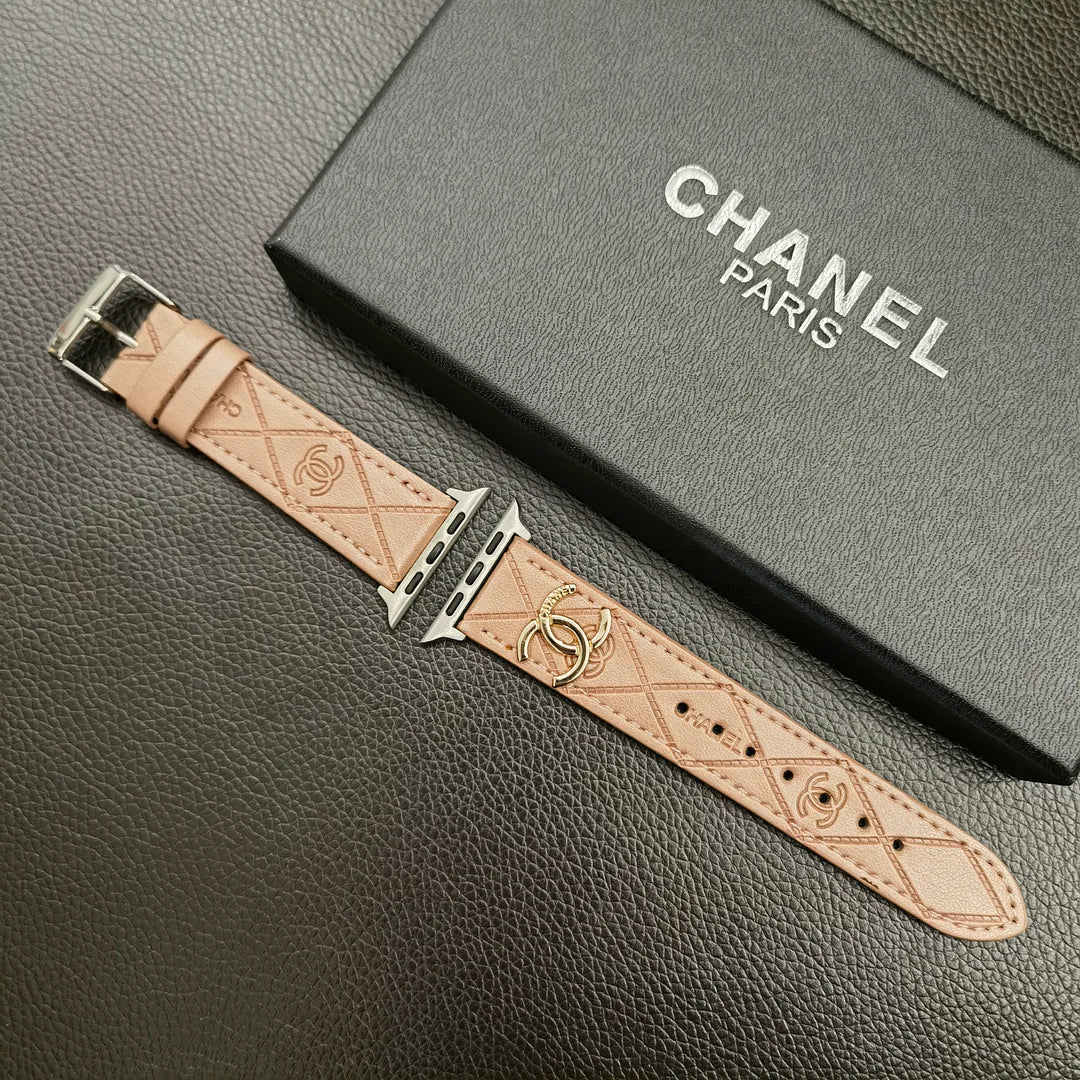 Gold Monogram 3D Embossed Leather Apple Watch Strap