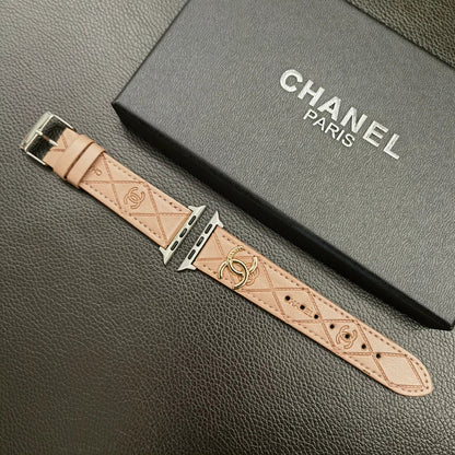 Gold Monogram 3D Embossed Leather Apple Watch Strap
