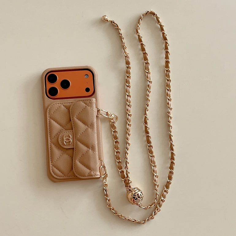 Chanel Genuine Leather Wallet Leather Crossbody Bag Apple iPhone Case