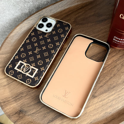 Circle Canvas Leather Premium Electroplating Apple iPhone Case