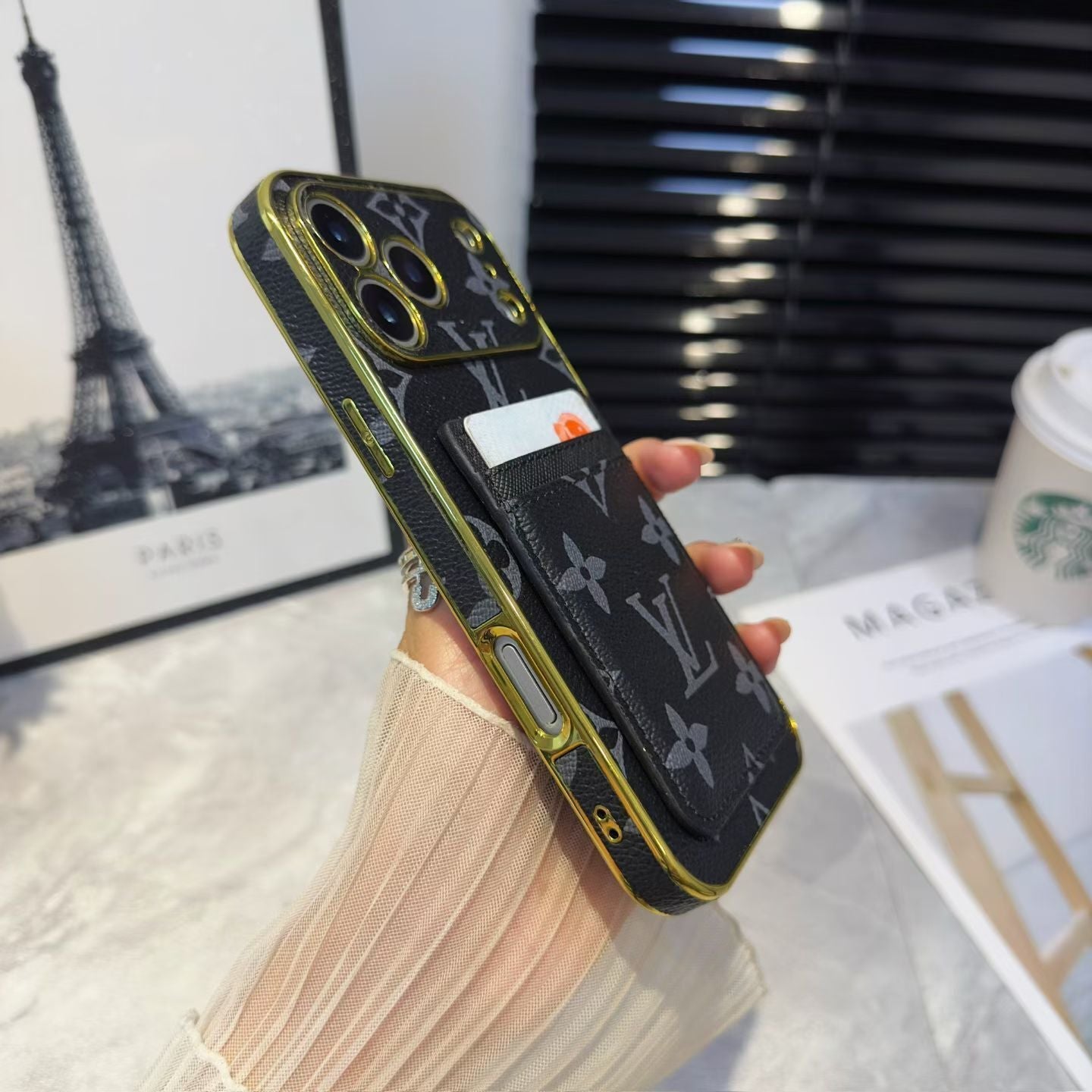 Lv Luxury Phone Case With Card Holder For iPhone 17/ 16 / 15 / 14