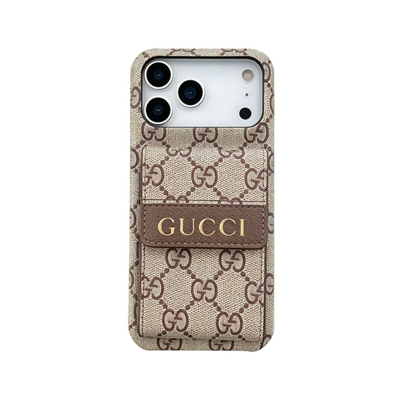 GG Stylish Leather Card Holder Case for iPhone 12-18