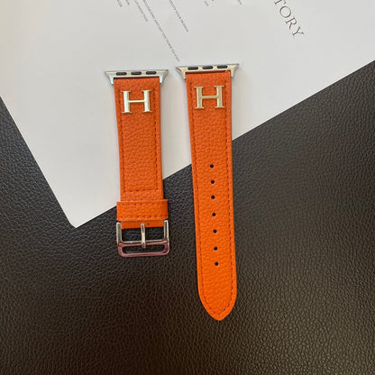 Genuine Lychee Pattern Leather Apple Watch Strap