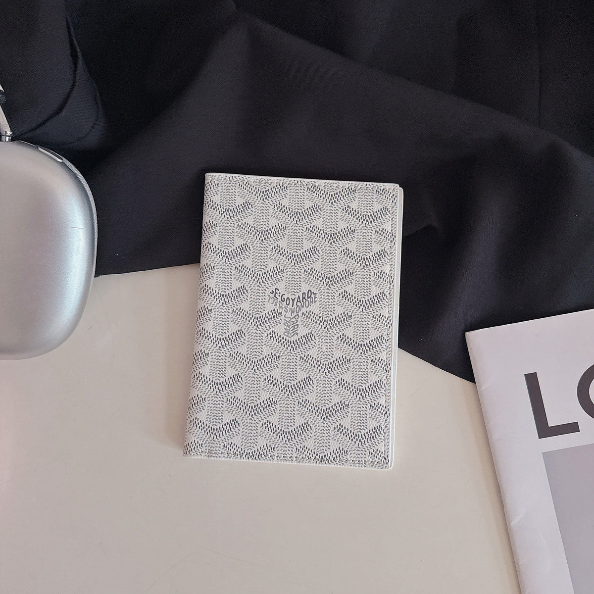 Elegant Goyardine Canvas Passport & Card Covers