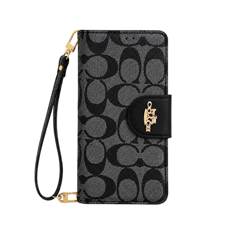 Luxury Leather Coach iPhone Case With Flip Wallet