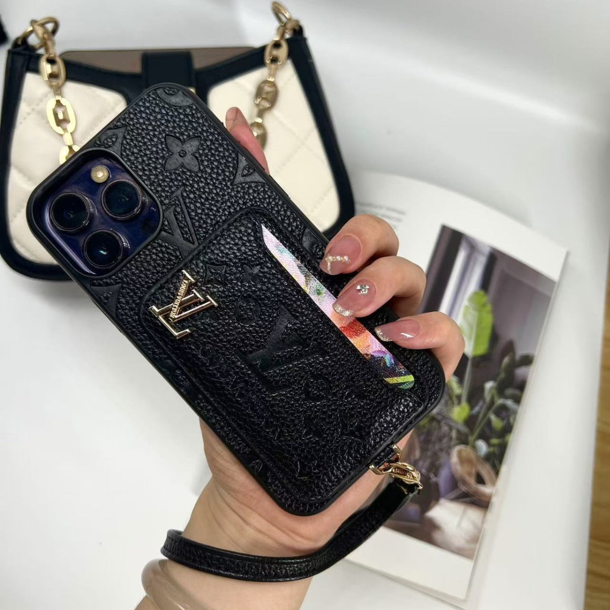 Luxe Card Holder Strap Case – Inspired Elegance for iPhone theroxymob
