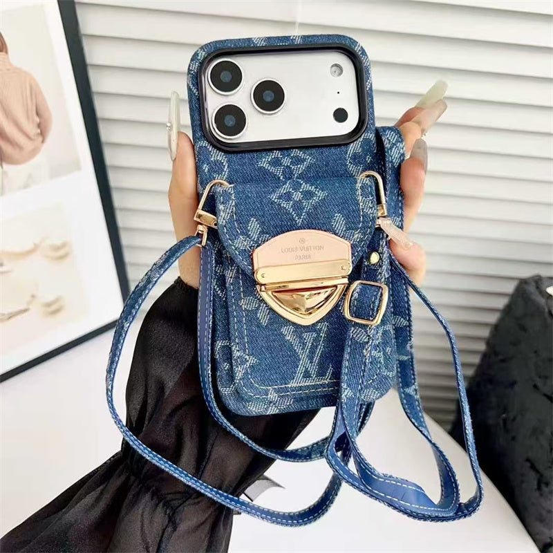 LV Luxury Phone Case with Strap For iPhone 13-18 Pro & Pro Max