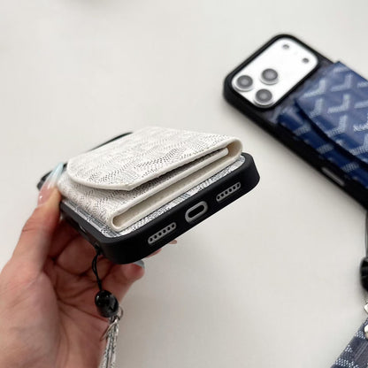 Luxury GYD Pattern Tri-Fold Wallet Phone Case with Matching Wristlet Strap