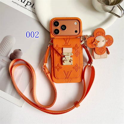 Luxury Monogram Crossbody iPhone Case with Detachable Wallet 13-18 Pro & Pro Max