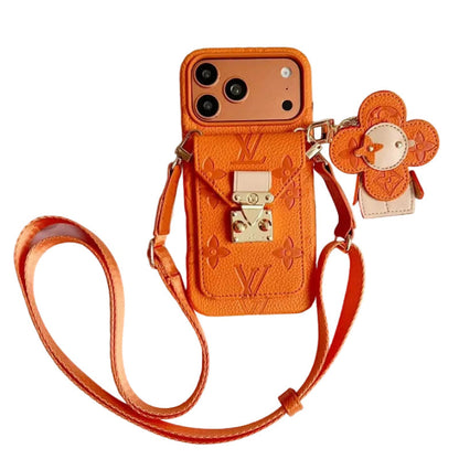 Luxury Monogram Crossbody iPhone Case with Detachable Wallet 13-18 Pro & Pro Max