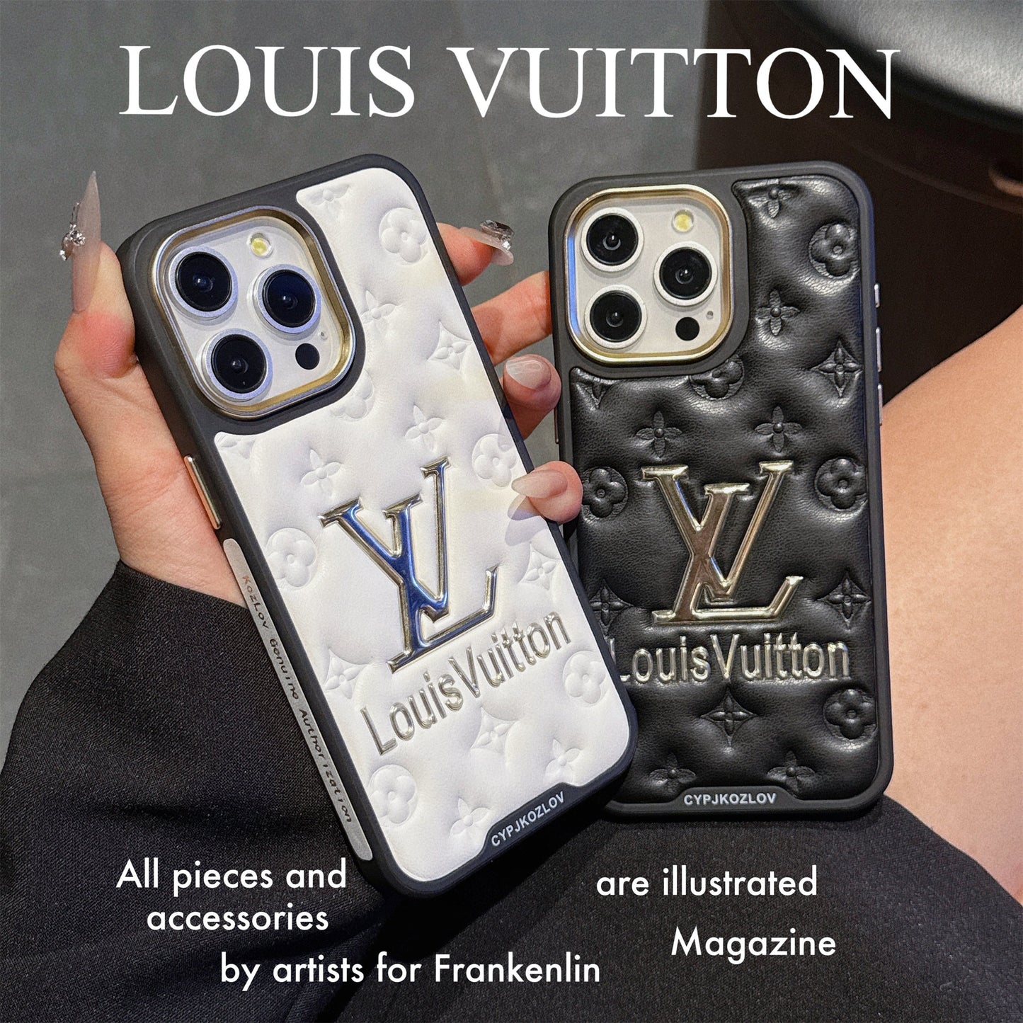 Finest Electroplated Classic Monogram Embossed Leather iPhone Case