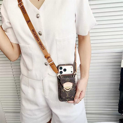 LV Luxury Phone Case with Strap For iPhone 13-18 Pro & Pro Max
