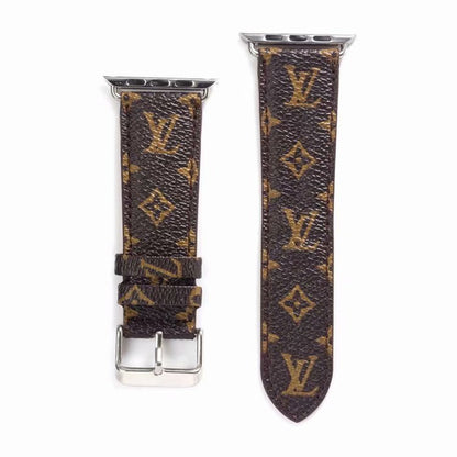 Bracelet de montre Apple Watch classique en cuir et toile à damier avec monogramme