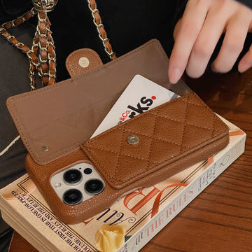 Chanel Genuine Leather Wallet Leather Crossbody Bag Apple iPhone Case Roxy New 2