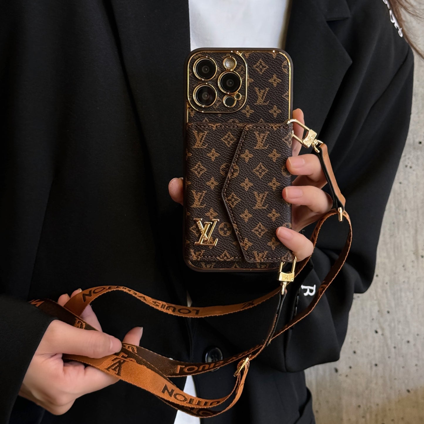 Monogram Canvas Leather Card Holder iPhone Case