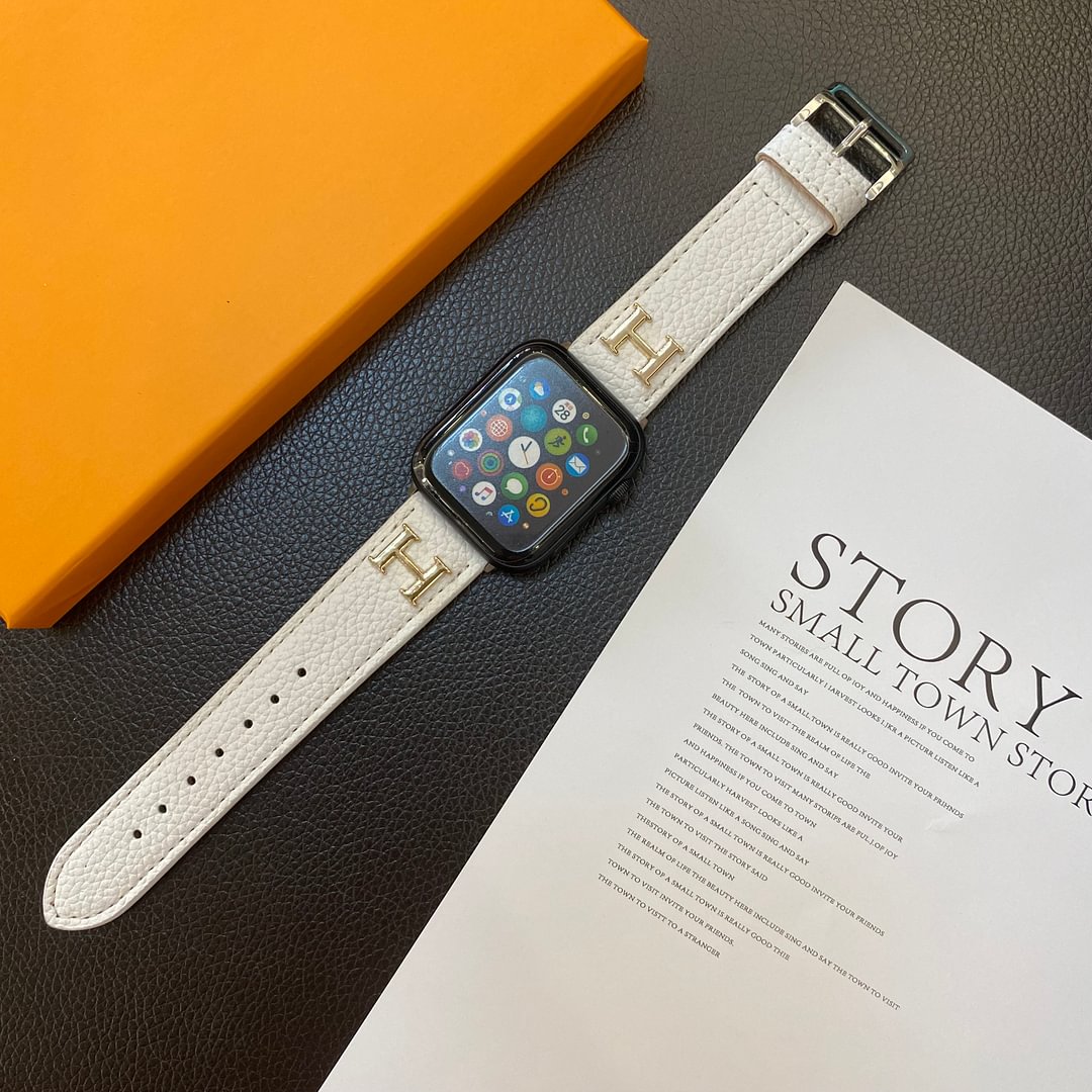 Genuine Lychee Pattern Leather Apple Watch Strap