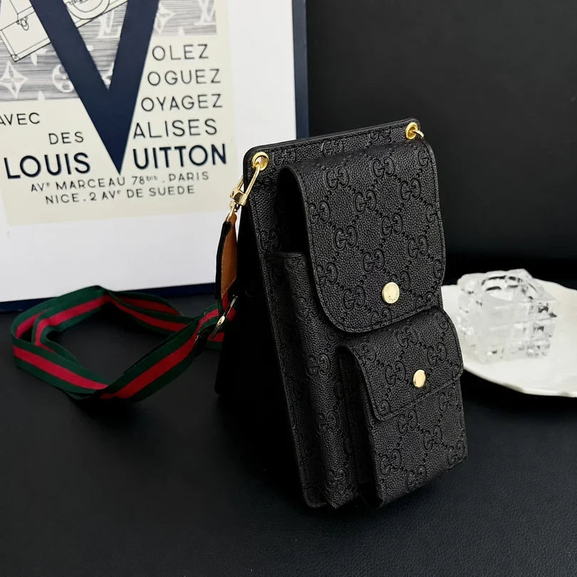 Luxury Gucci Monogram Multi-Pocket Crossbody Phone Bag