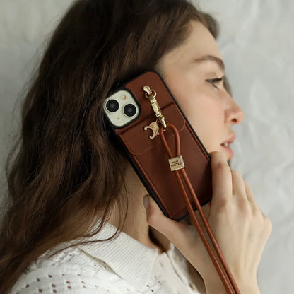 CLASSIC CELINE IPHONE CASE SINGLE CROSSBODY BROWN