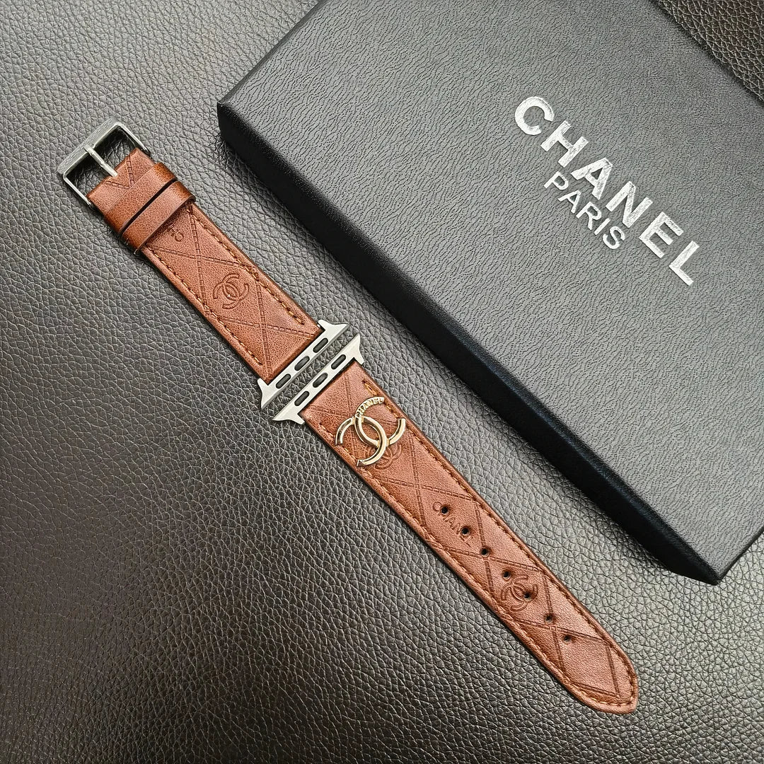 Gold Monogram 3D Embossed Leather Apple Watch Strap