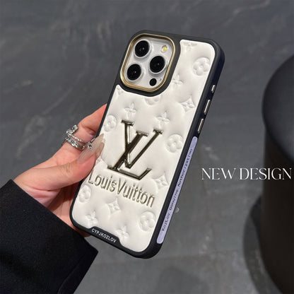 Finest Electroplated Classic Monogram Embossed Leather iPhone Case