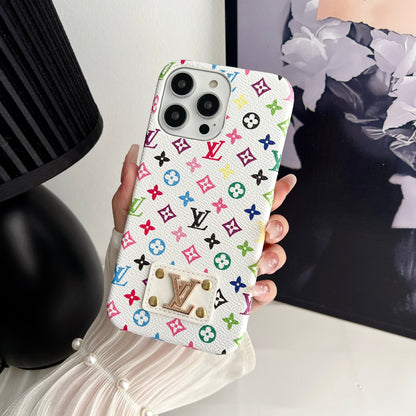 LEATHER PC HARD BACK CASE FOR IPHONE 16 / 15 / 14