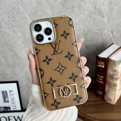 Circle Canvas Leather Premium Electroplating Apple iPhone Case
