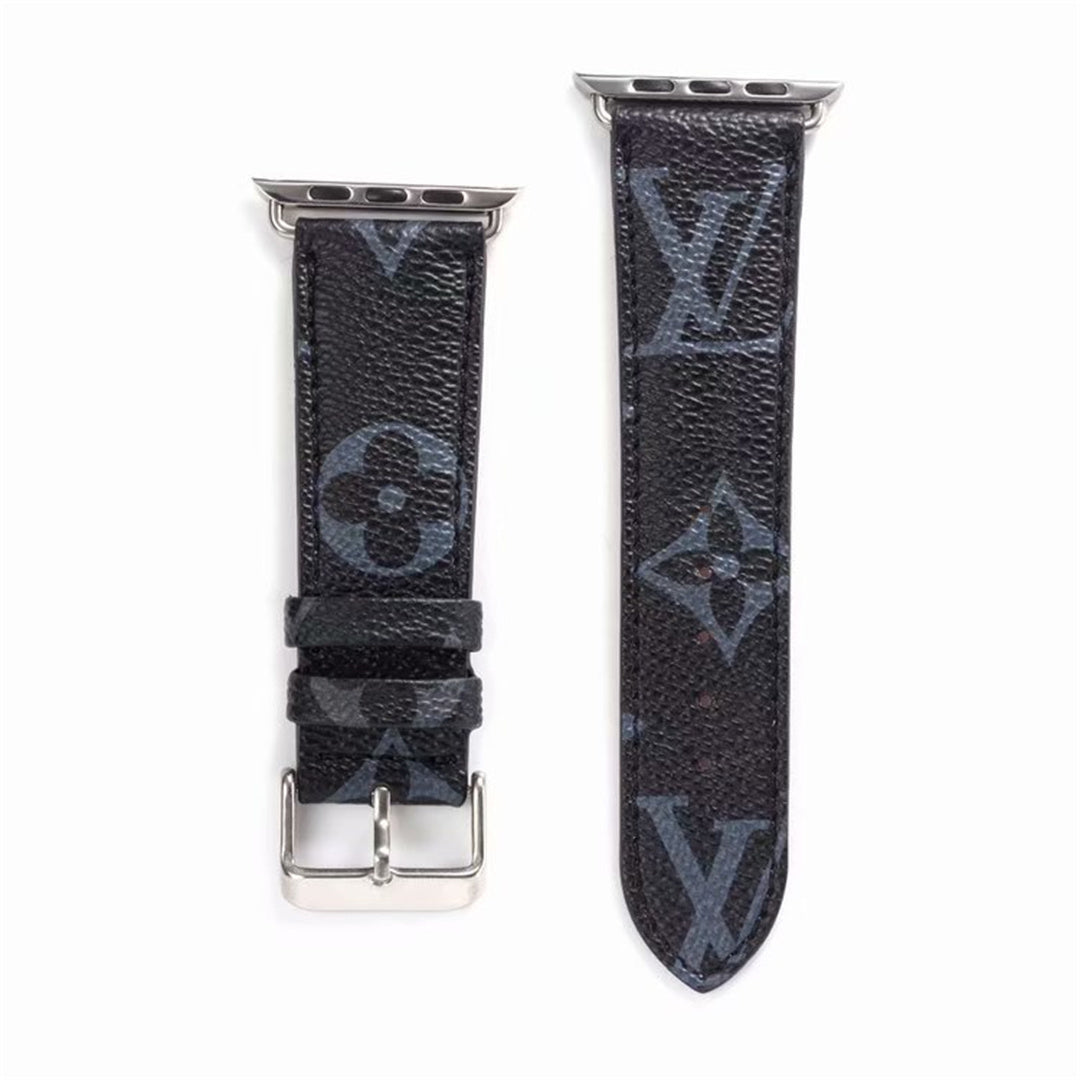 Bracelet de montre Apple Watch classique en cuir et toile à damier avec monogramme