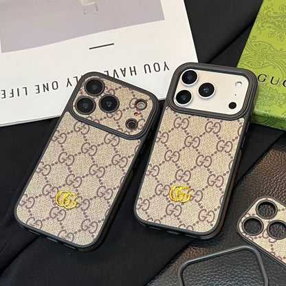 Monogram GG Leather Case with Interchangeable Lens Frame for iPhone 12-18
