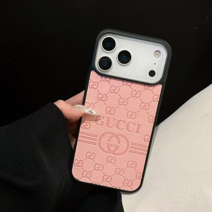 Gucci-Inspired GG Monogram Phone Case – Premium Leather Texture Slim Fit Bumper Case
