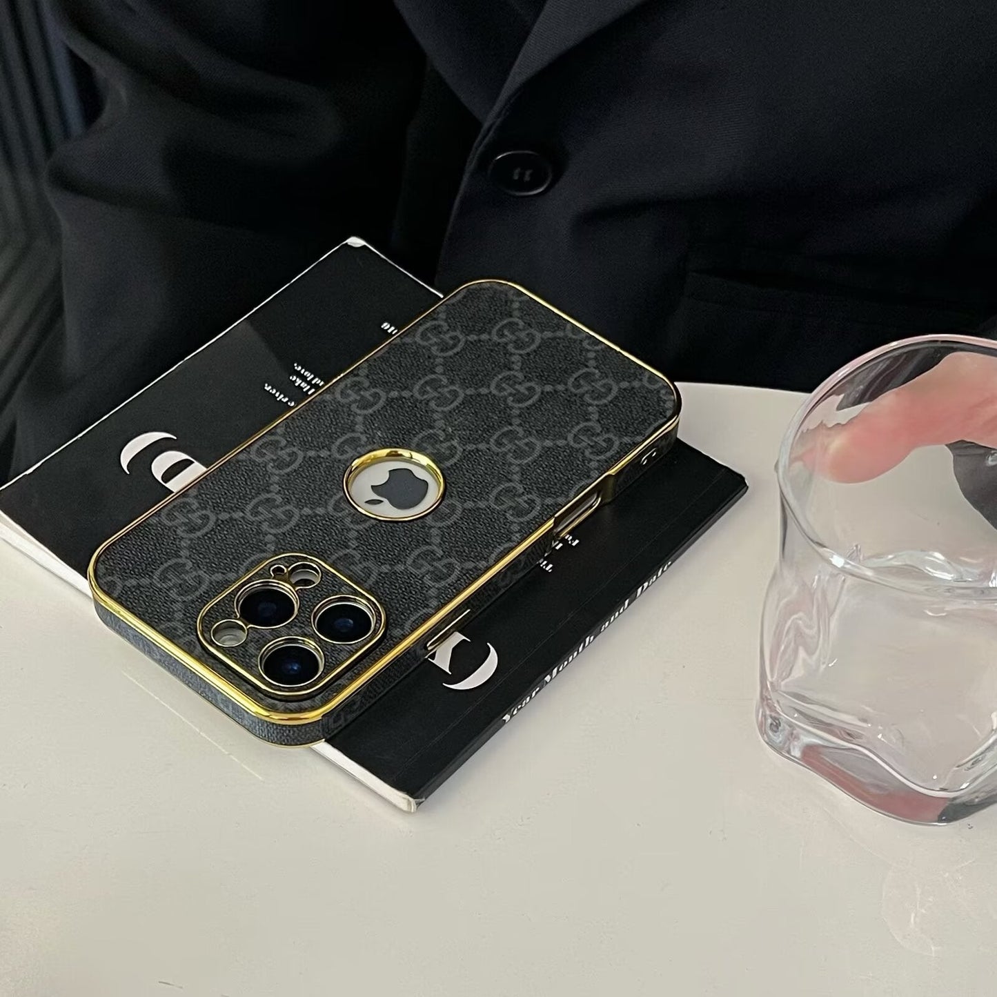 High Quality Electroplated Frame Ophidia GG Leather Apple iPhone Case