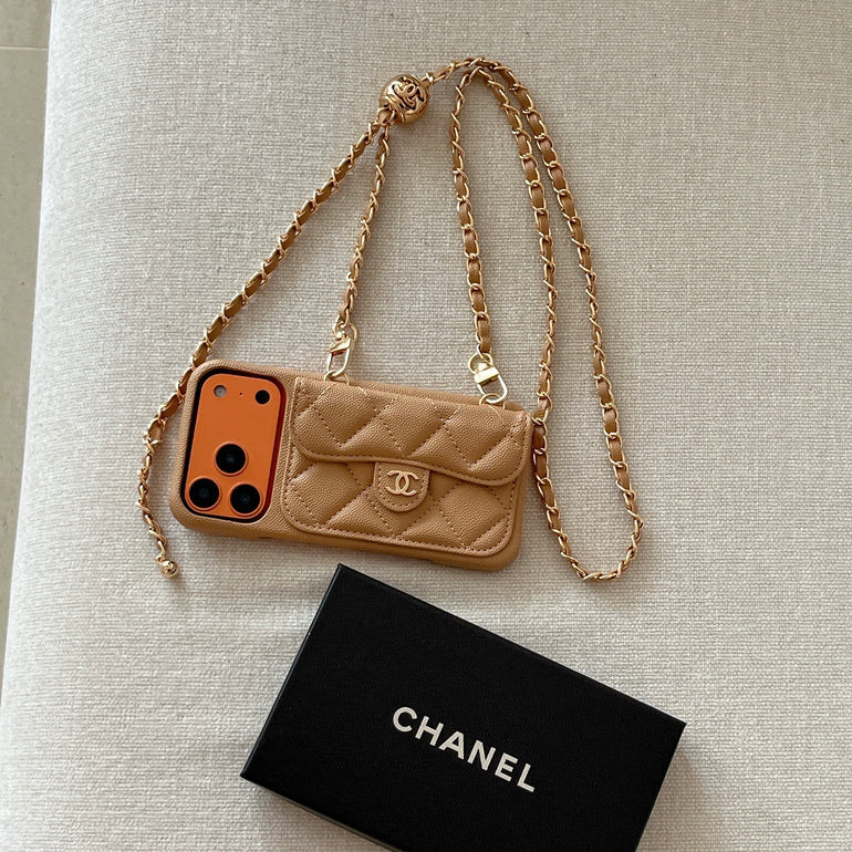 Chanel Genuine Leather Wallet Leather Crossbody Bag Apple iPhone Case